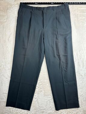 Roberto Villini Men's Black Wool Dress Pants 46R-41W Made in Italy Lined Slacks
